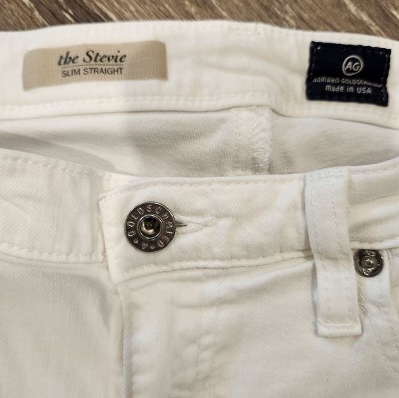 AG Adriano Goldschmied The Stevie Slim Straight White Patchwork Denim size 27 - Picture 7 of 10